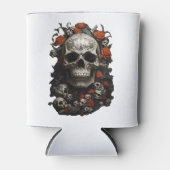 Dunkle romanische Schädel und Rose Dosenkühler (Vorderseite)