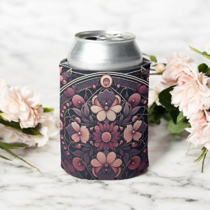 Dunkle Romantik Burgunder Art Deco Floral Sommer  Dosenkühler