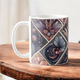 Dunkle Romantik Burgunderrot Art Deco Floral Somme Kaffeetasse