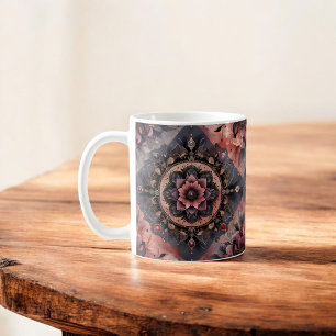 Dunkle Romantik Burgunderrot Art Deco Floral Somme Kaffeetasse
