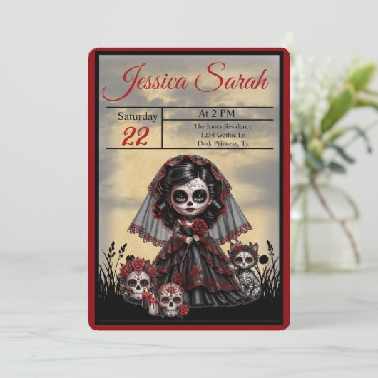 Dunkle Romantik_ Dunkle Prinzessin Einladung (Stehend Vorderseite)
