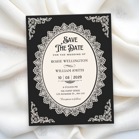 Dunkle Romantik elegante Hochzeit Save The Date