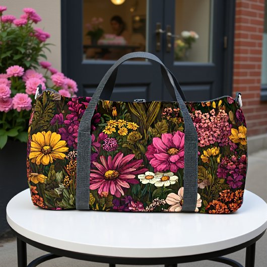 Dunkle Romantik Florale Blüte Duffle Bag
