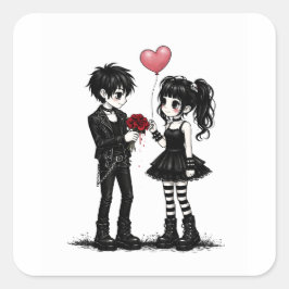 Dunkle Romantik-Goth-Valentinstag-Aufkleber Quadratischer Aufkleber