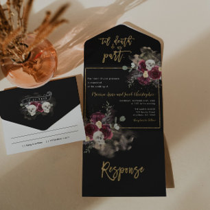 Dunkle Romantik Gothic Alles-in-Einem Hochzeitsein All In One Einladung