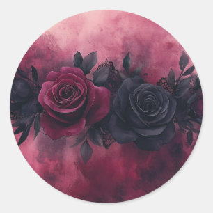 Dunkle Romantik: Gotische Rose und Spitzendesign Runder Aufkleber