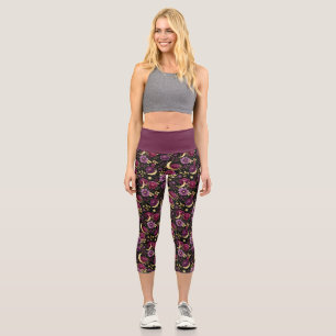 Dunkle Romantik Himmelsmond Lila Gold Capri Leggings