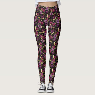 Dunkle Romantik Himmelsmond Lila Gold Leggings