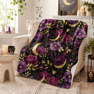 Dunkle Romantik Himmelsmond Lila Gold Sherpadecke