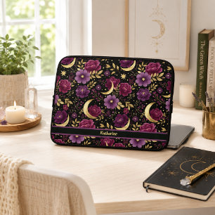 Dunkle Romantik Himmelsmond Name Lila Gold Laptopschutzhülle