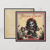Dunkle Romantik_ Kirschrote Rose Dankeskarte (Vorne/Hinten)