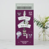 Dunkle Romantik-Rock-’n’-Roll-Hochzeitsticket Einladung (Stehend Vorderseite)