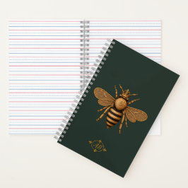 Dunkle Romantik Royal Bee | Tiefes Waldgrün Notizblock