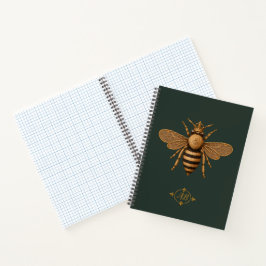 Dunkle Romantik Royal Bee | Tiefes Waldgrün Notizblock