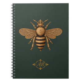 Dunkle Romantik Royal Bee | Tiefes Waldgrün Notizblock