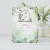 dunkle Romantik Vintage Save-the-Date grün Einladung (Stehend Vorderseite)