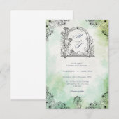 dunkle Romantik Vintage Save-the-Date grün Einladung (Vorne/Hinten)