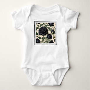 **"Dunkle Romantik: Vintage schwarze Rose"*** Baby Strampler