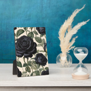 **"Dunkle Romantik: Vintage schwarze Rose"*** Fotoplatte
