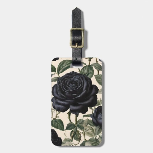 **"Dunkle Romantik: Vintage schwarze Rose"*** Gepäckanhänger (Vorderseite vertikal)