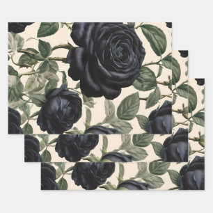 **"Dunkle Romantik: Vintage schwarze Rose"*** Geschenkpapier Set