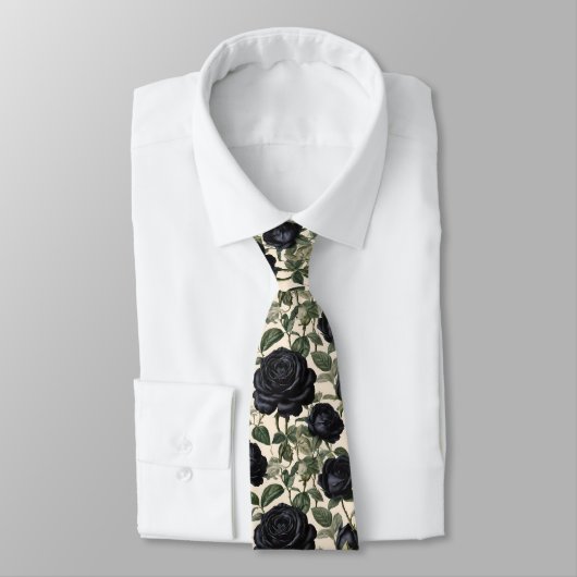 **"Dunkle Romantik: Vintage schwarze Rose"*** Krawatte (Gebunden)