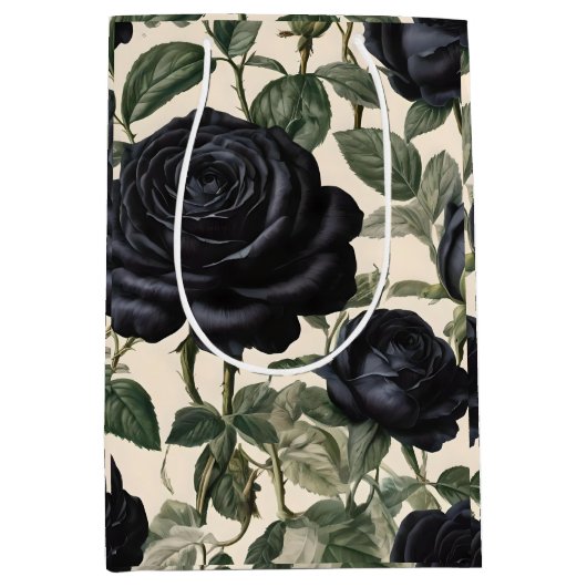 **"Dunkle Romantik: Vintage schwarze Rose"*** Mittlere Geschenktüte (Vorderseite)