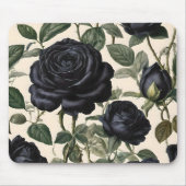 **"Dunkle Romantik: Vintage schwarze Rose"*** Mousepad (Vorne)