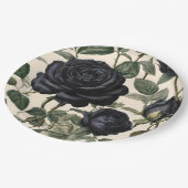 **"Dunkle Romantik: Vintage schwarze Rose"*** Pappteller (Schrägansicht)