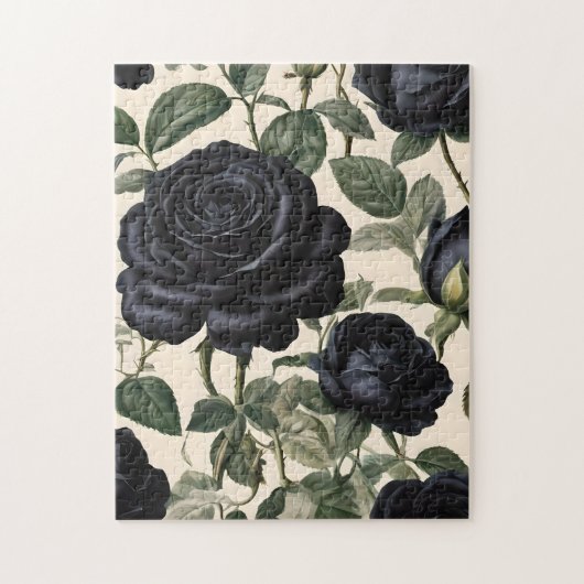 **"Dunkle Romantik: Vintage schwarze Rose"*** Puzzle (Vertikal)