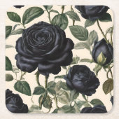 **"Dunkle Romantik: Vintage schwarze Rose"*** Rechteckiger Pappuntersetzer (Vorderseite)