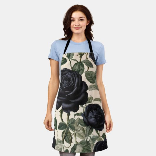 **"Dunkle Romantik: Vintage schwarze Rose"*** Schürze (Getragen)