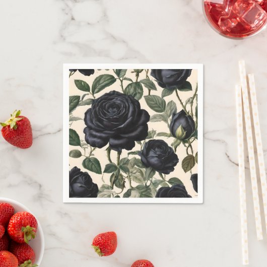 **"Dunkle Romantik: Vintage schwarze Rose"*** Serviette (Beispiel)