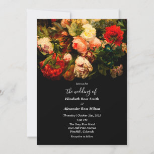 Dunkle romantische elegante Blumen Hochzeit Einladung
