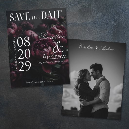Dunkle Romantische Elegante Zeitschrift Foto Save The Date