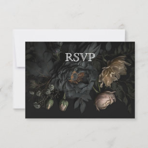 Dunkle romantische florale gothische Hochzeits-RSV RSVP Karte