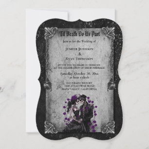 Dunkle romantische florale gothische Hochzeitseinl Einladung