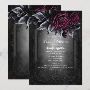 Dunkle romantische florale gotische Brautparty Einladung