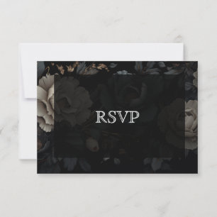 Dunkle romantische florale gotische Hochzeits-RSVP RSVP Karte