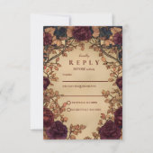 Dunkle Romantische Florale Hochzeit RSVP Karte (Vorderseite)