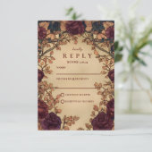 Dunkle Romantische Florale Hochzeit RSVP Karte (Stehend Vorderseite)