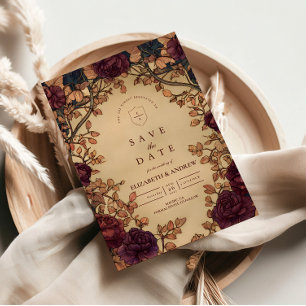 Dunkle Romantische Florale Hochzeit Save The Date