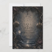 Dunkle Romantische Goth-Strandhochzeit Save The Date (Vorderseite)