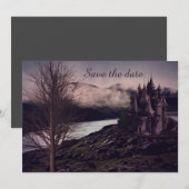 Dunkle romantische gotische Burg Save The Date (Vorne/Hinten)