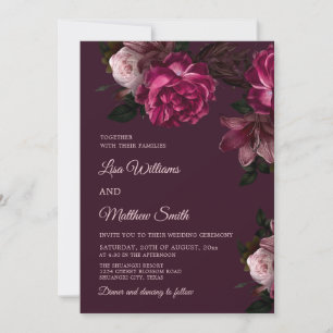 Dunkle romantische handgezeichnete Rosen Hochzeit Einladung