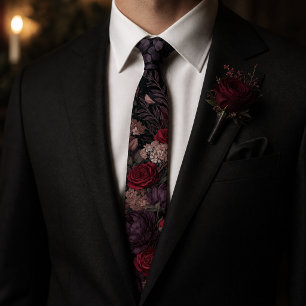 Dunkle romantische Pflaumen-Pfingstrose-Karmesinro Krawatte
