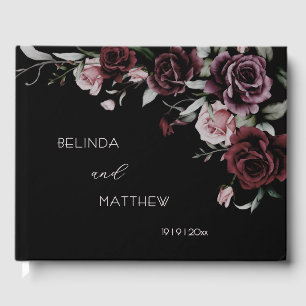 Dunkle romantische Rosen   Hochzeit Gästebuch