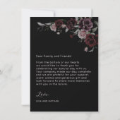 Dunkle romantische Rosen Wasserfarben-Hochzeit Dankeskarte (Rückseite)