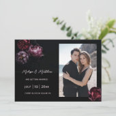 Dunkle Romantische Schwarze Hochzeit Save The Date (Stehend Vorderseite)