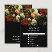 Dunkle romantische, stimmungsvolle, elegante Blume RSVP Karte (Vorne/Hinten)